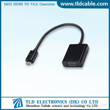 Black Mini HDMI to VGA Converter Adapter Cable